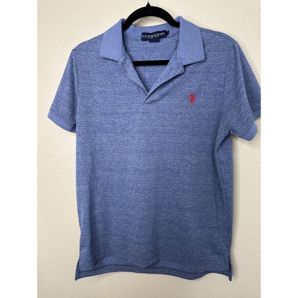 US Polo Mens‎ Blue Purple Polo Shirt Small short sleeve collared polyester - Picture 2 of 6